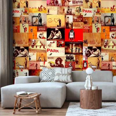 Behang - Collage - Banksy