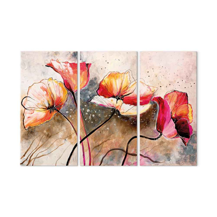 Schilderij - Poppies lashed by the wind