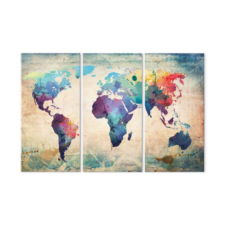 Obraz - Rainbow Map (triptych)