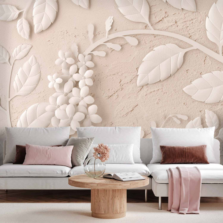 Fotobehang - Paper Flowers (Beige)