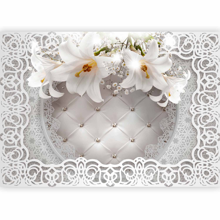 Papier peint panoramique - Lilies and Quilted Background