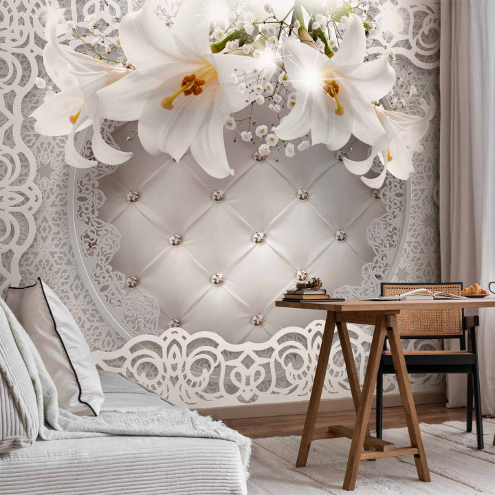 Papier peint panoramique - Lilies and Quilted Background