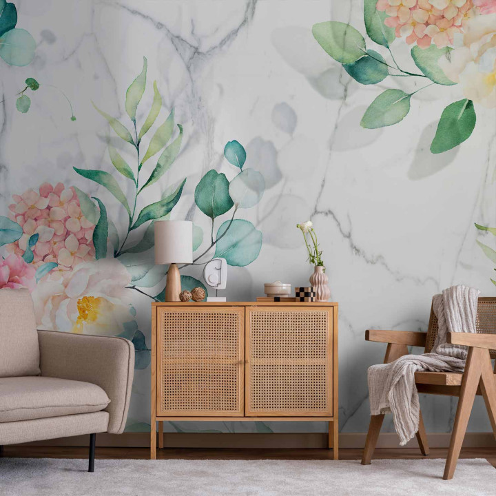 Fotobehang - Flowery Marble