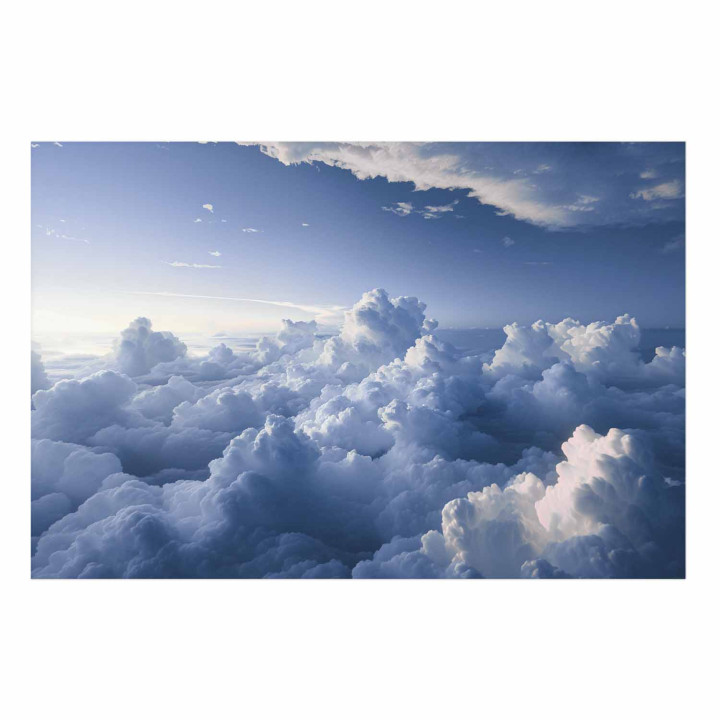 Poster - Aerial Landscapes: Sunbeams Illuminating Puffy Cloud Formations