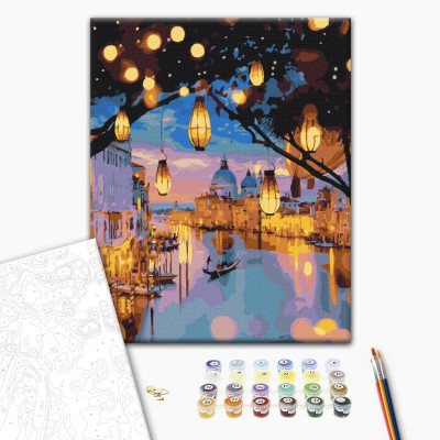 Malen nach Zahlen auf Leinwand - Lanterns in Venice