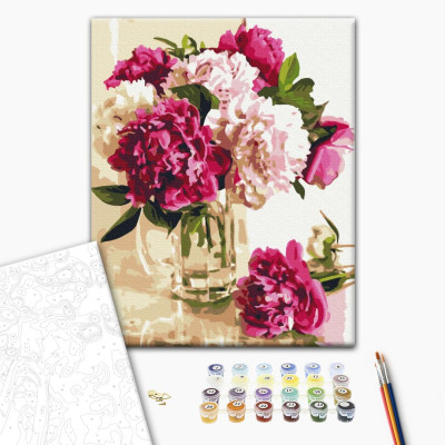 Malen nach Zahlen auf Leinwand - Composition with peonies