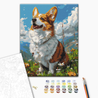 Paint-by-numbers design - Sunny Corgi