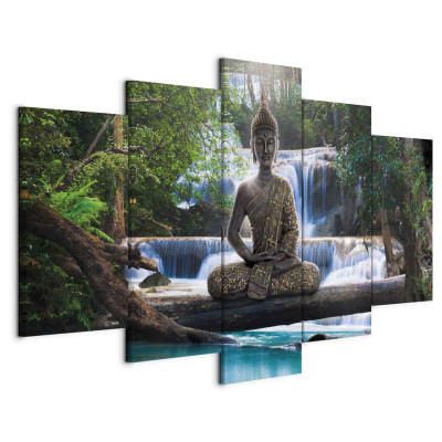 Wandbild - Buddha and waterfall
