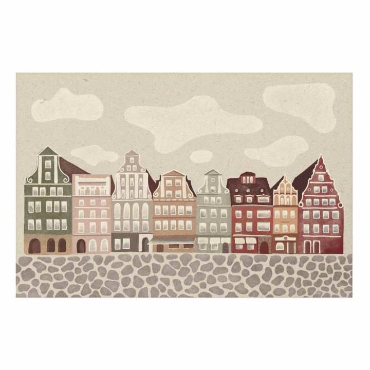 Poster - Colorful Facades - Historic Wrocław Tenement Houses Against the Sky and Cobblestone Street