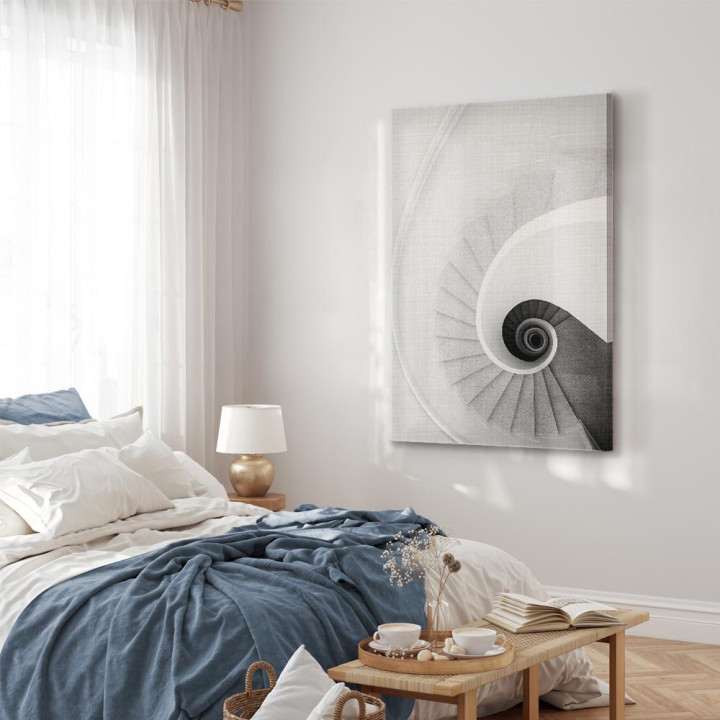 Schilderij - White Stairs (1 Part) Vertical