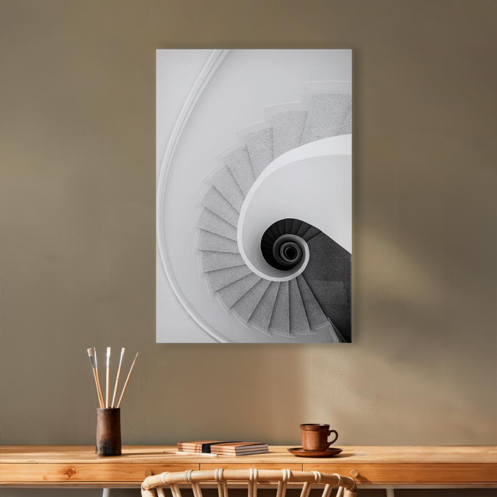 Schilderij - White Stairs (1 Part) Vertical
