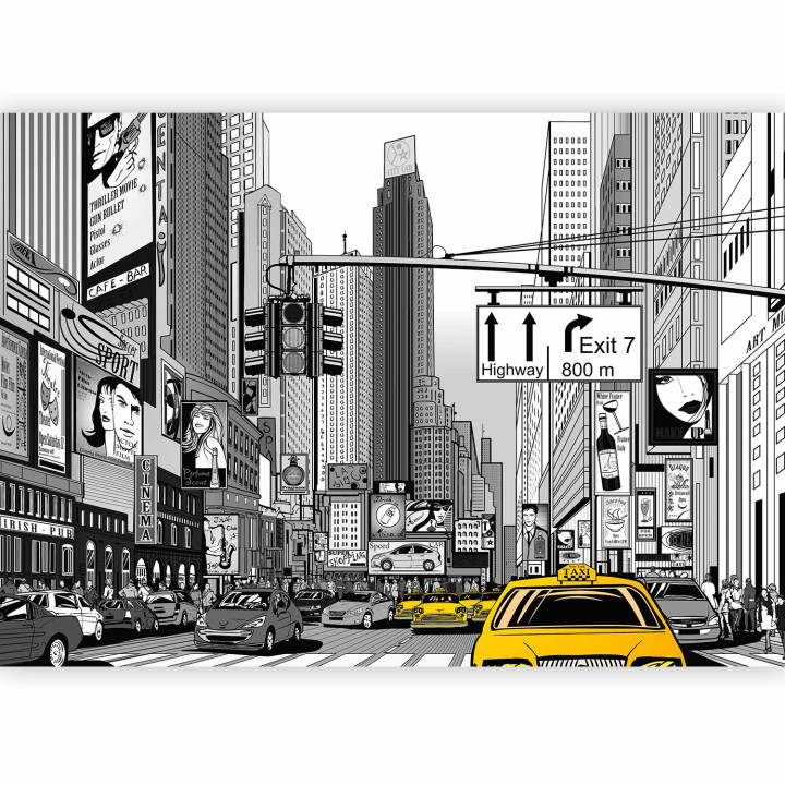 Papier peint panoramique - Comic book city - New York street in pop art style