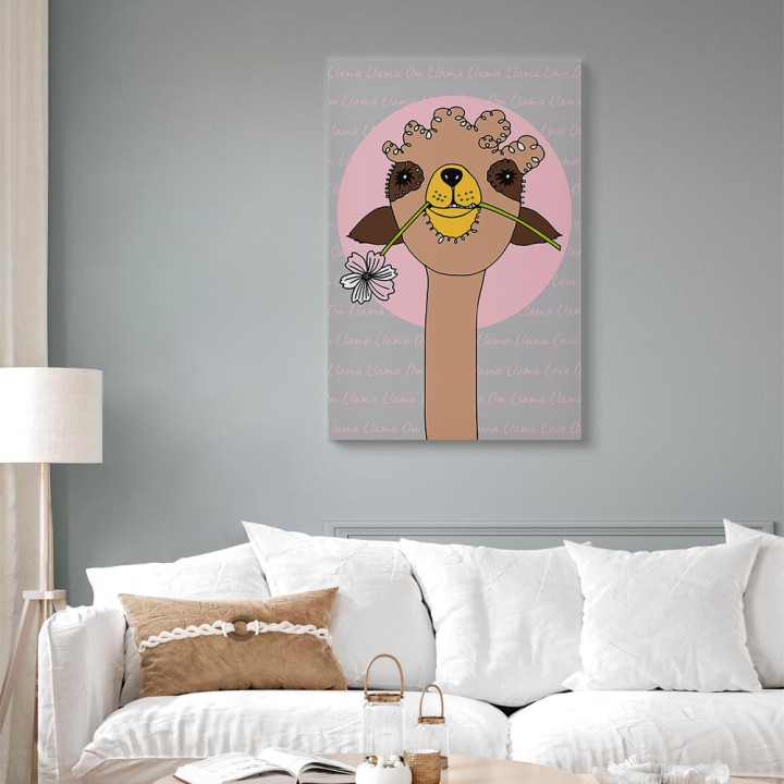 Wall picture - Happy Llama (1 Part) Vertical