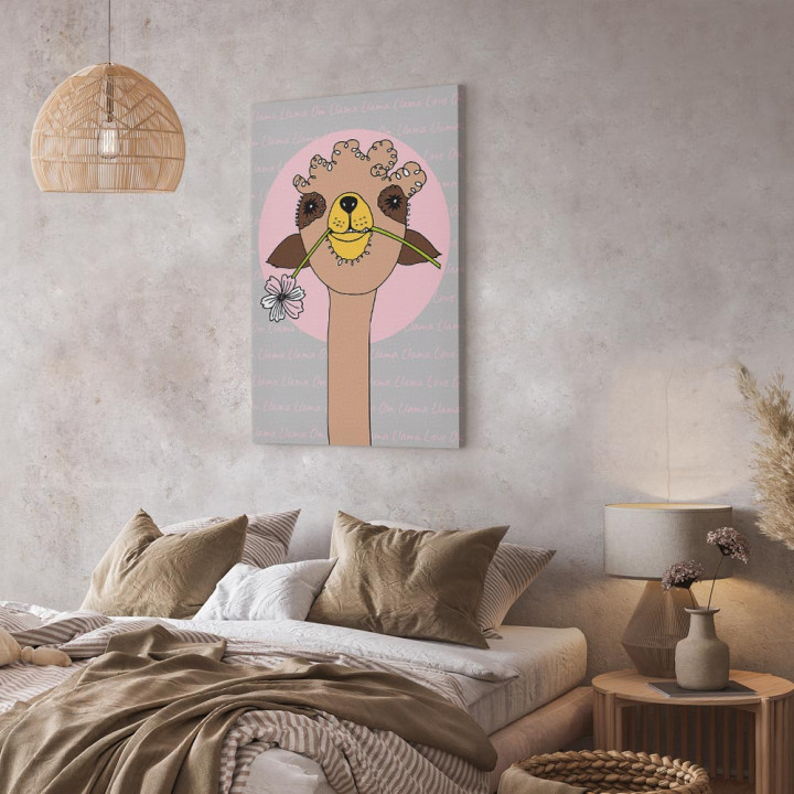 Wall picture - Happy Llama (1 Part) Vertical