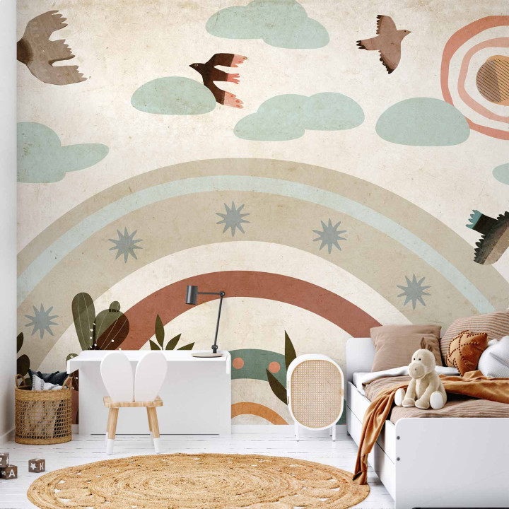 Fototapeta - Rainbow and Birds