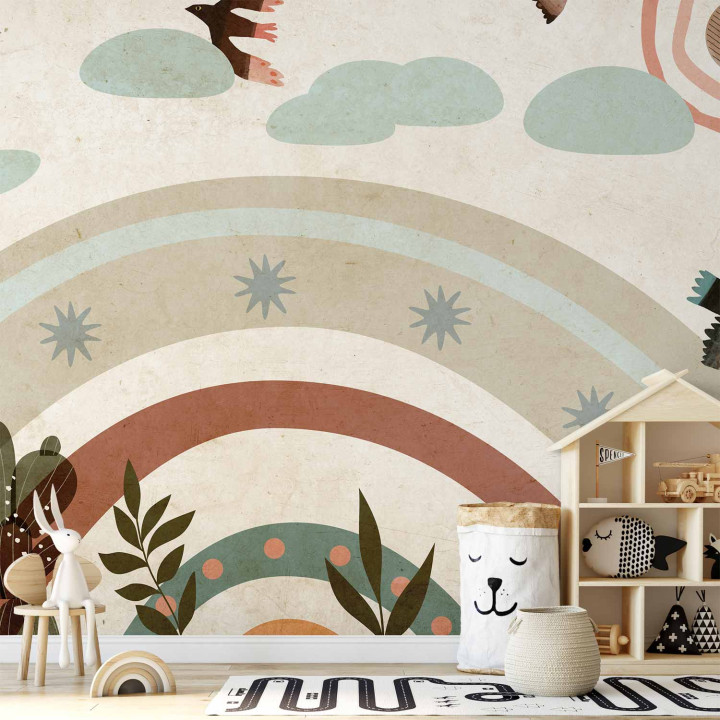 Fototapeta - Rainbow and Birds
