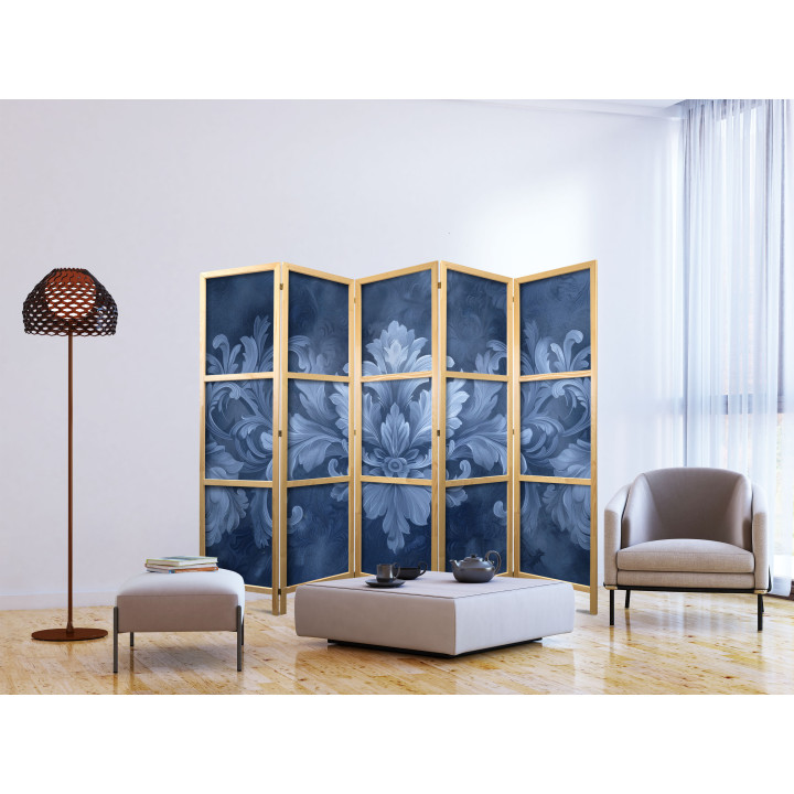 Japanese room divider - Ornament in Blue and Cool Colors - Dark Blue Decoration