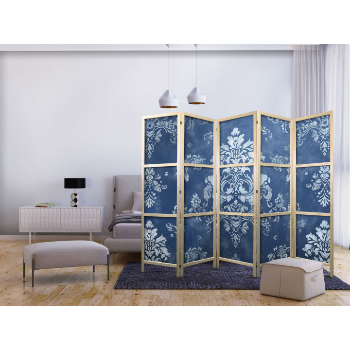 Parawan japoński - Retro Ornament -  Decorative Motif in Worn Blues