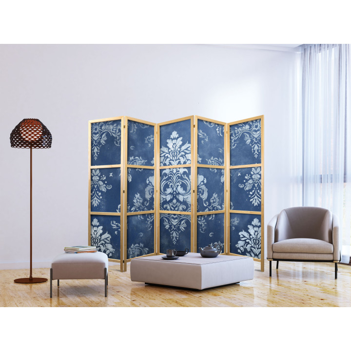 Parawan japoński - Retro Ornament -  Decorative Motif in Worn Blues