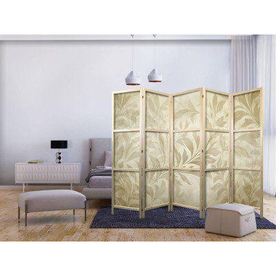 Paravent japonais - Botanical Motif with Leaves and Vines in Sandy Colors