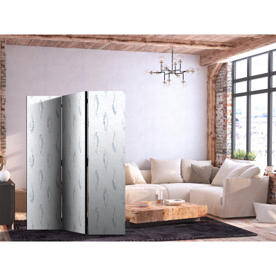 Room divider - Delicate Blue Fish - Mosaic Fish in Subtle Blue Color Shades with an Arched Pattern in the Background