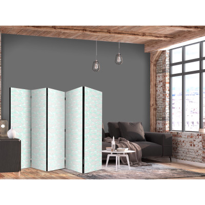 Room divider - Minimalist Fish - Fishes With Grey Dots Against a Crystal Sheet of Water in Mint Green Colors