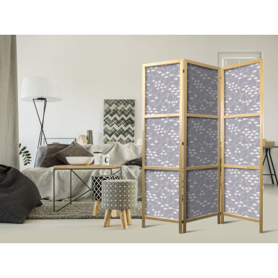 Japanese room divider - Underwater Shoal of Small Fish - Tiny Light-Beige Fish on the Background of Oceanic Depths in Gray…