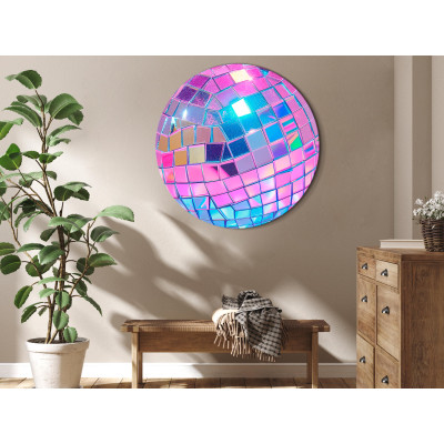 Rundes Wandbild - Pink disco ball