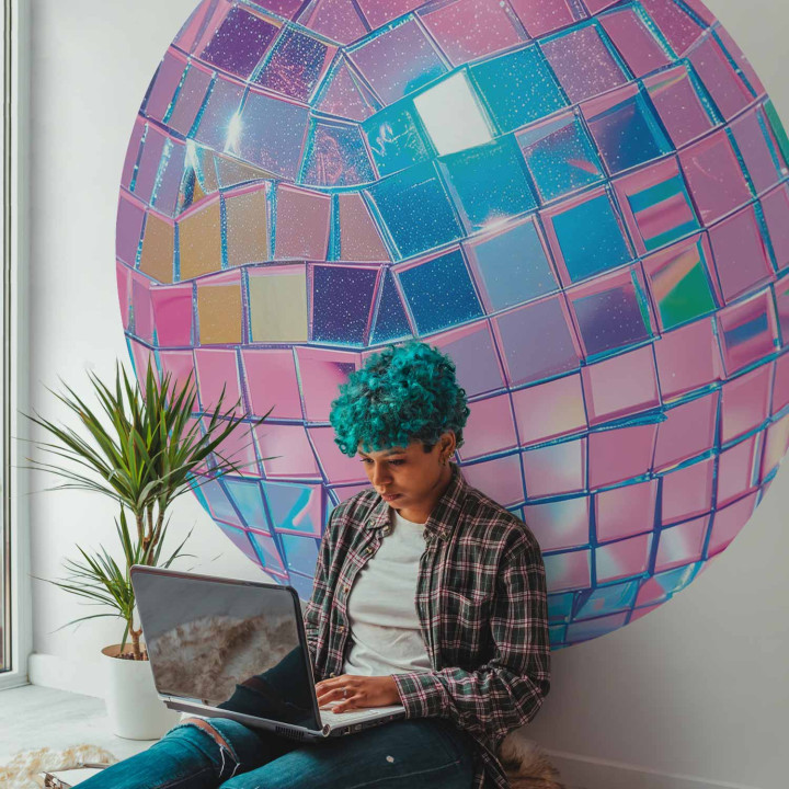 Runde Fototapete - Pink disco ball