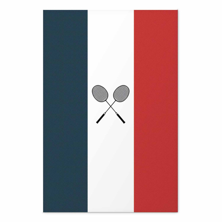 Poster - French Flags and Black Badminton Rackets
