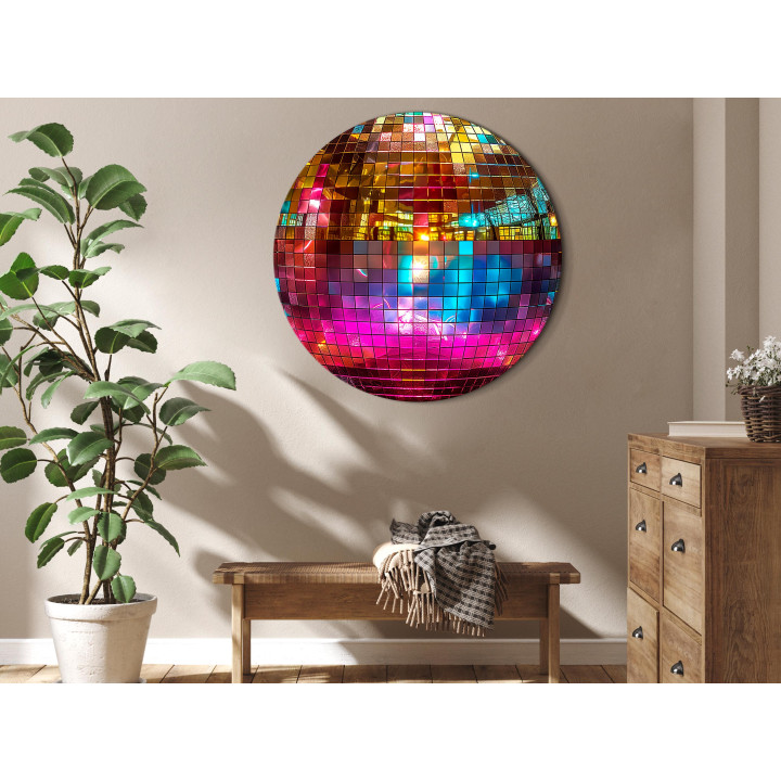 Rundes Wandbild - Gold disco ball