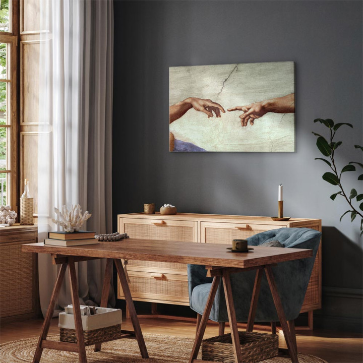 Schilderij - Michelangelo – The Creation of Adam (hands)