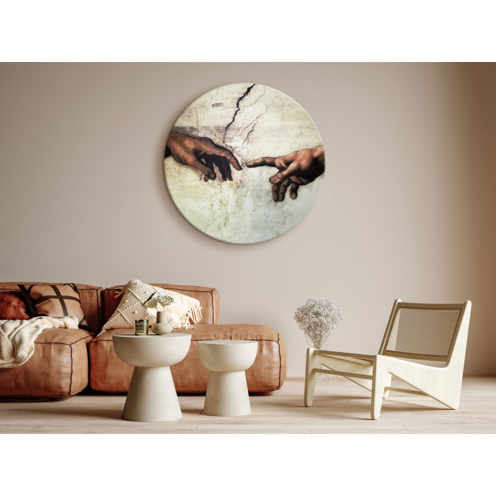 Tableau rond - The Creation of Adam – hands from a fresco by Michelangelo