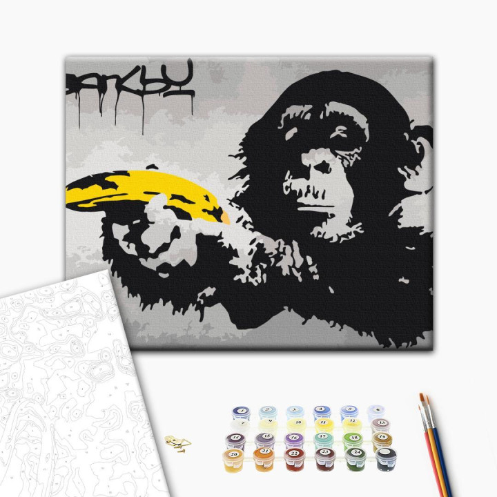 Motif à peindre par numéros - Monkey (Banksy Street Art Graffiti)