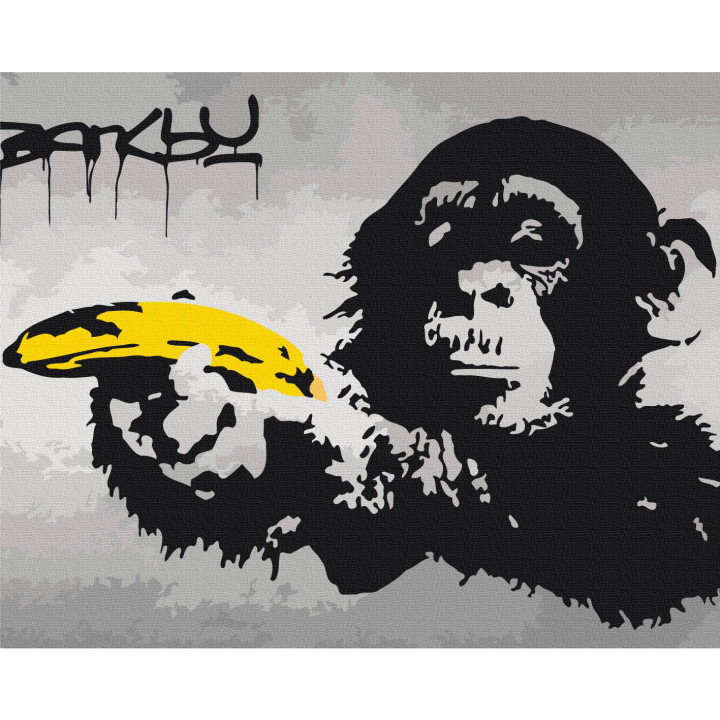 Motif à peindre par numéros - Monkey (Banksy Street Art Graffiti)