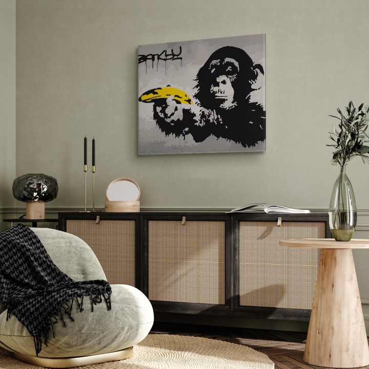 Motif à peindre par numéros - Monkey (Banksy Street Art Graffiti)