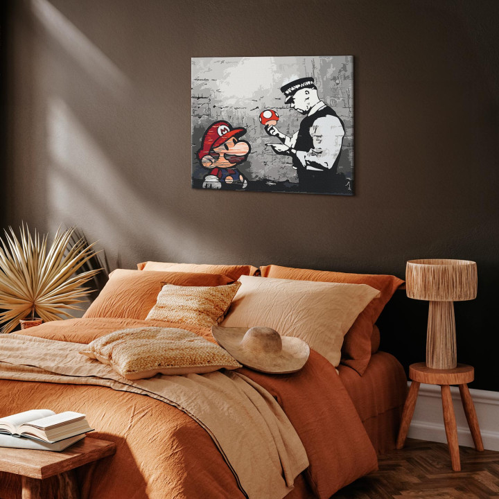 Malen nach Zahlen auf Leinwand - Mario (Banksy)