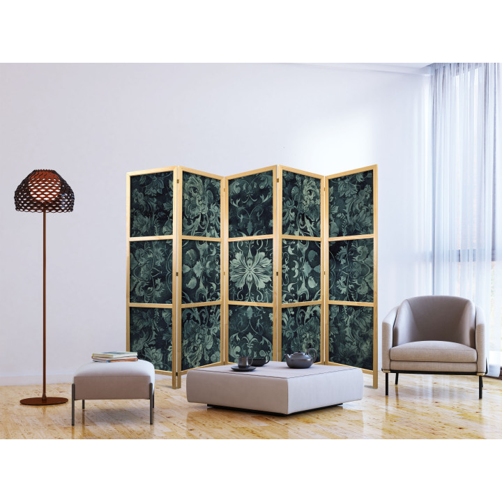 Japanischer Paravent - Oriental Pattern Carpet - Emerald Ornaments and Worn Patterns