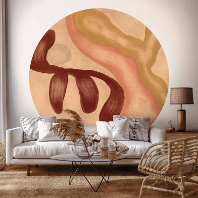 Ronde fotobehang - Colorful shapes – worn-out figures in lime wash technique