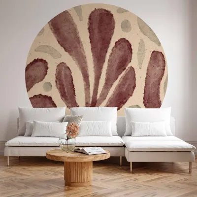 Ronde fotobehang - Leaves and spots – large vibrant shapes inspired by Matisse